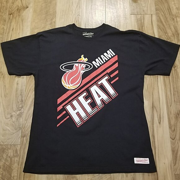 Nba Miami Heat Mitchell & Ness T Shirt 2XL Mens Retro City Logo Basketball Tee - Picture 4 of 8